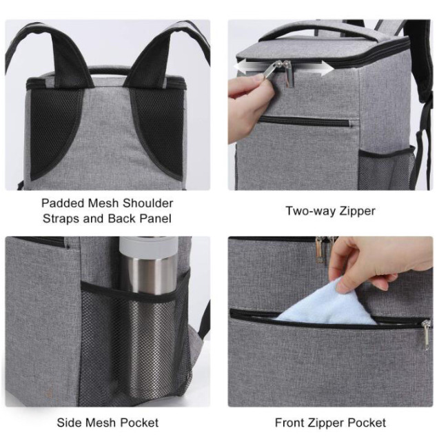 24 Litres volume aluminum foil picnic backpack wine freezer bag for 2 person outside camping thermal thicken cooler backpack