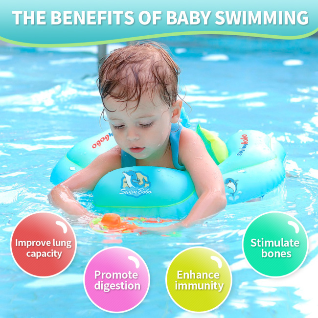 Inflatable Baby Swim Float with Bottom Support Swimming Pool Accessories-Help Baby Learn to Kick and Swim