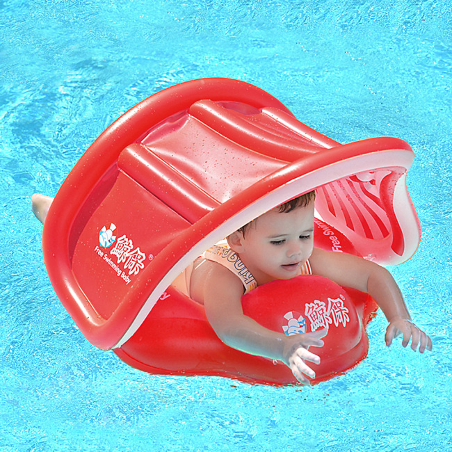 Baby Pool Float with Canopy 12 Months Baby Inflatable Float Sun Protection Baby Swimming Float Baby Head Float Ring for Bathtub Swimming Pool Accessories for Age of 3-30 Months