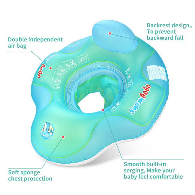 Inflatable Baby Swim Float with Bottom Support and Backrest Support Swimming Pool Accessories-Help Baby Learn to Kick and Swim