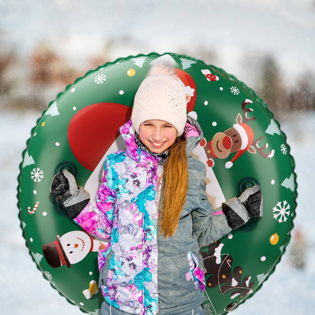 Inflatable Snow Tube for Kids and Adults - Christmas Gift - Heavy Duty Snow Sled with Strengthened Handles Sledding Tube for Winter