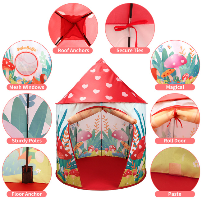 Kids Play Tent Portable Foldable Pop Up Tent Princess Castle Tent Outdoor Indoor Playhouse for Boys and Girls