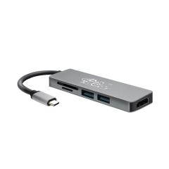 Adaptador de concentrador USB tipo C multifunción negro PCER a HDMI y lectura de tarjeta TF SD y convertidor USB 5 en 1