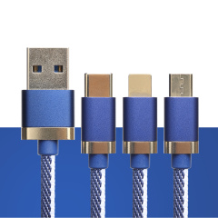 PCER 3 in 1 USB Cable For iPhone Samsung Xiaomi Multi Fast Charge Micro USB Cable cellphone Phone USB Type C wire
