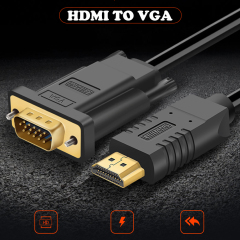 PCER HDMI to VGA Cable HDMI VGA Cord Audio Video Cable HDMI male to VGA male cable 1920*1080P For PC Monitor HDTV Projector