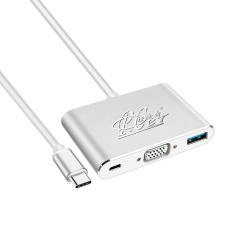 PCER USB C to VGA PD USB3.0 3 in 1 port type c adapter usb c converter for macbook pro huawei matebook samsung S8/S9 notebook