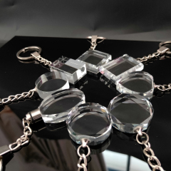 Porte-clés en cristal vierge de nouveau design de mode personnalisé pour la gravure 3D