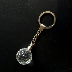 Porte-clés en cristal de golf en gros HDW avec logo personnalisé de lumière LED Porte-clés en cristal brillant pour cadeaux d'affaires