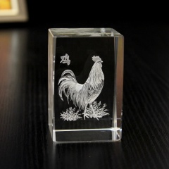High quality 3d laser engraved crystal crafts with animals laser crystal cube