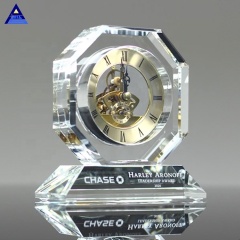 Custom Advertising Gift Table Desk Clock Executive Engraved Crystal Clock With Logo