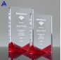 Simple Color Printing Red Crystal Award With Bow Tie Base Trophies