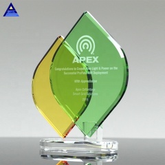 Green and Yellow Flame Remix Crystal Awards pour les cadeaux de travail d'équipe