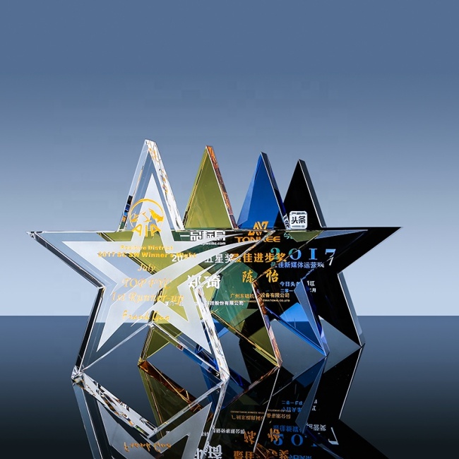 Fashion Star Shape Design Crystal Glass Trophy award Crystal Star block paperweight