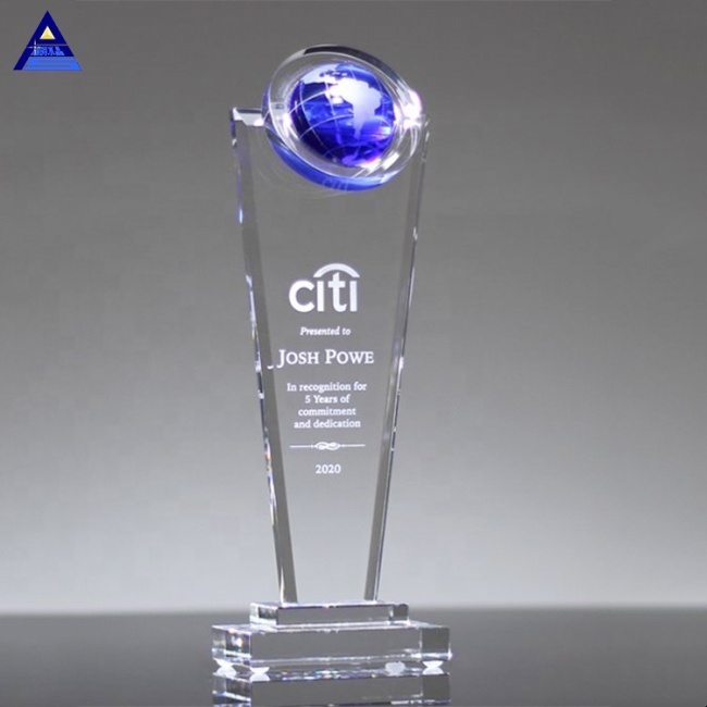 K9 Best Quality Crystal Corporate New Design World Globe Surge Award Trophy