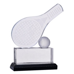 Raquette de tennis en cristal faite sur commande de mode avec le métier de forme de boule pour la décoration/cadeau/sport