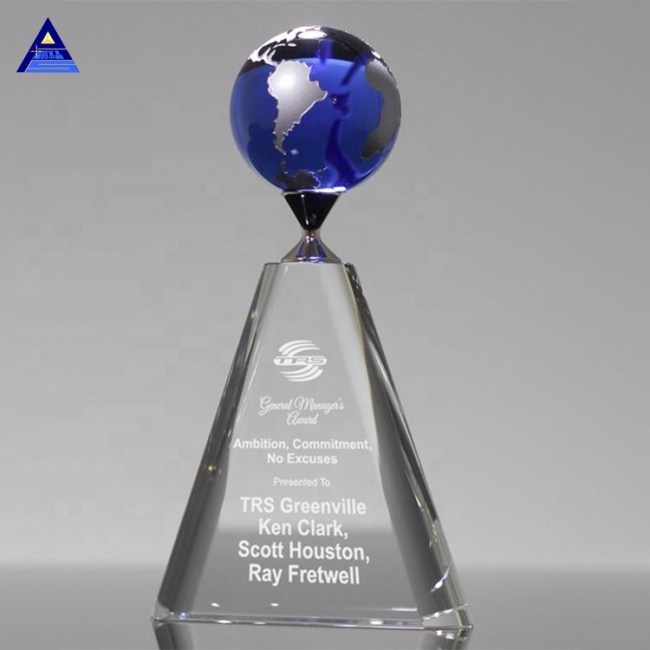 Custom Size Crystal Glass World Map Globe Centerpieces, Crystal Earth Globe For Business Gifts