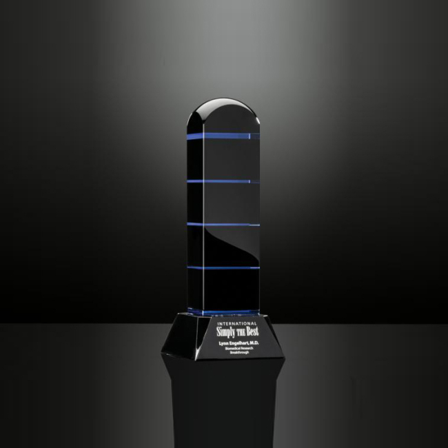 China Wholesale OEM Service Engraved Black Crystal Obelisk Trophy Award for Souvenir Gifts