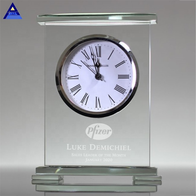China Supplier New Design Jade Crystal Desk Clock For Souvenir Gift