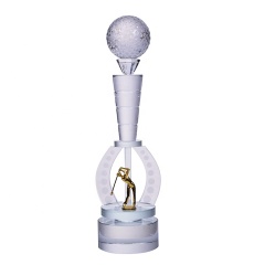 Personnalisez le prix de trophée de golf en métal de prix de cristal en gros à la mode pour le cadeau de souvenir