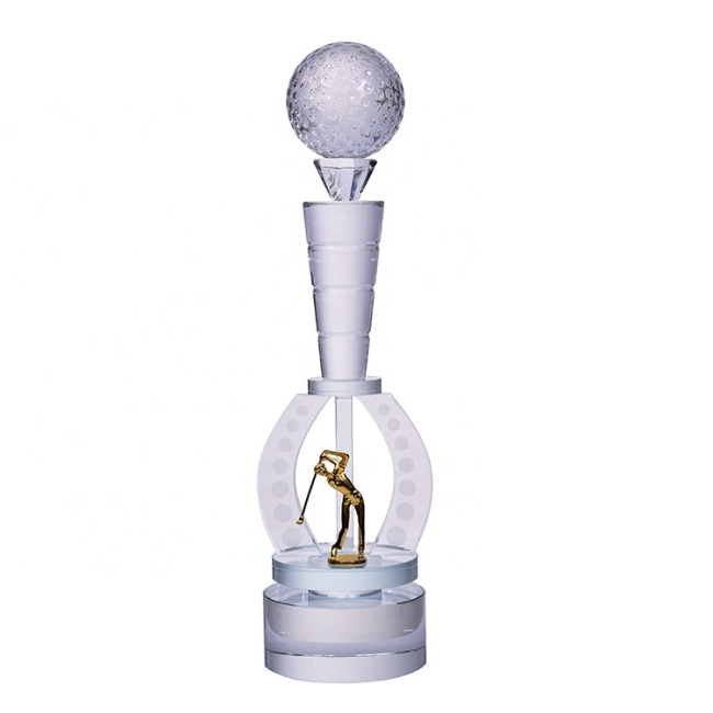 Customize Fashionable Wholesale Crystal Awards Metal Golf Trophy Award For Souvenir Gift