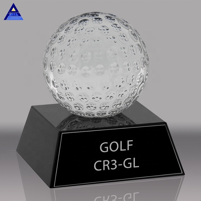 Wholesale Cheap Design Decorative Sports Souvenir Gifts Ball Crystal Golf Ball With Black Base