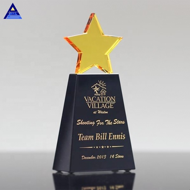 Custom Design K9 Quality Crystal Trophy Star Award For Business Gift