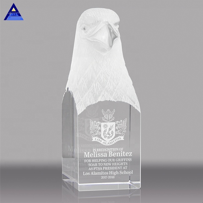 New Elegant Design Beautiful Crystal Eagle Crystal Animal Statues For Business Gift
