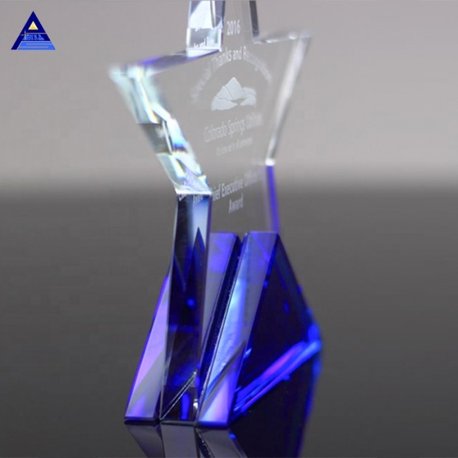 Nice Design 3D Laser Engraved Crystal Star Award For Employ Gifts