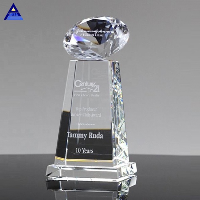 Custom Logo Sublimation Diamond Sphere Clear Crystal Awards
