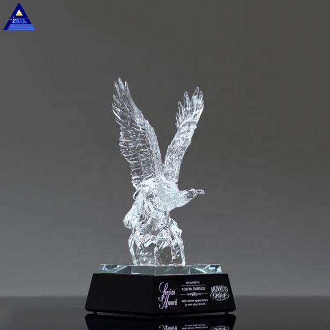 Custom Personalized Journey Crystal Eagle Award Trophy With Custom Logo