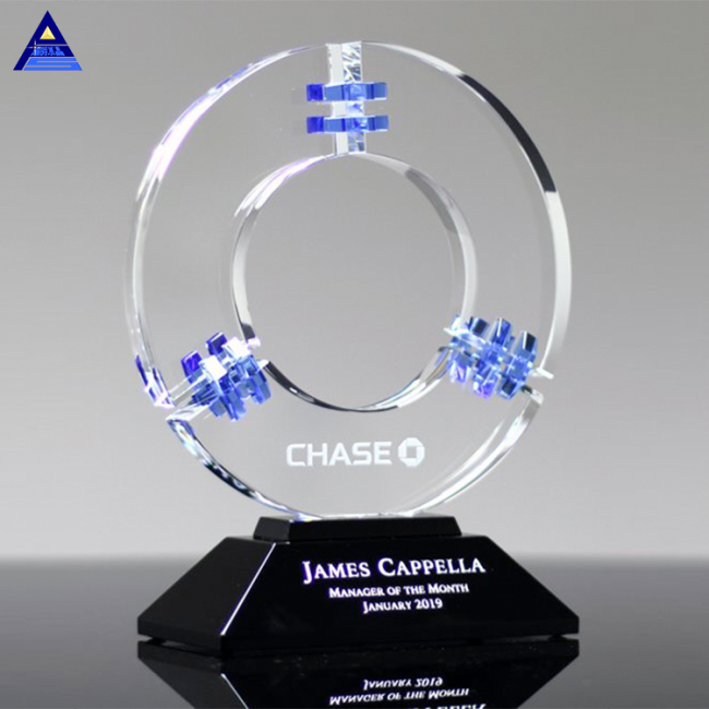 Factory Supply Customized Recognition Corporate Crystal Awards Galaxy Quest Award Plaques With Black Base
