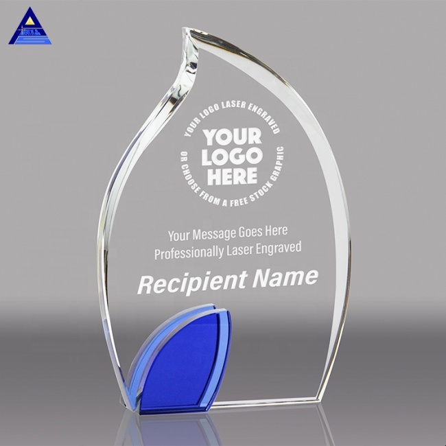 Promotional Product Custom Engraving K9 Crystal Flame Trophy For Cooperation Award