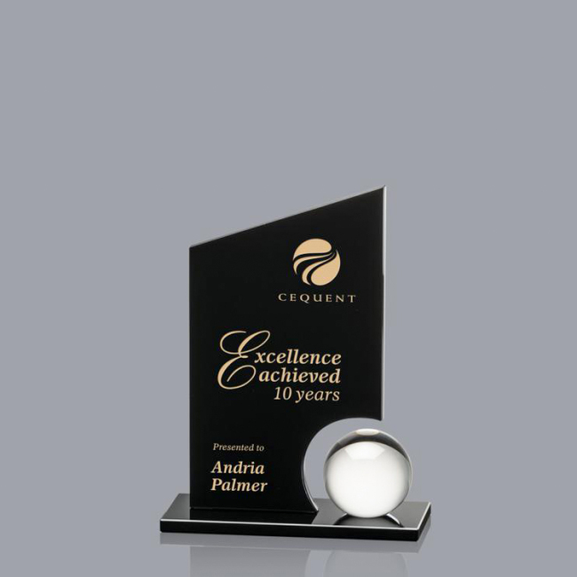 New Design engraved logo Decorative Round Ball Shaped Clear Glass Crystal  award trophy