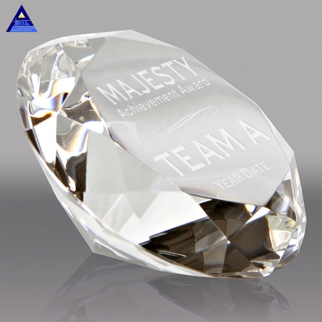 White Engraved Crystal Paperweight
