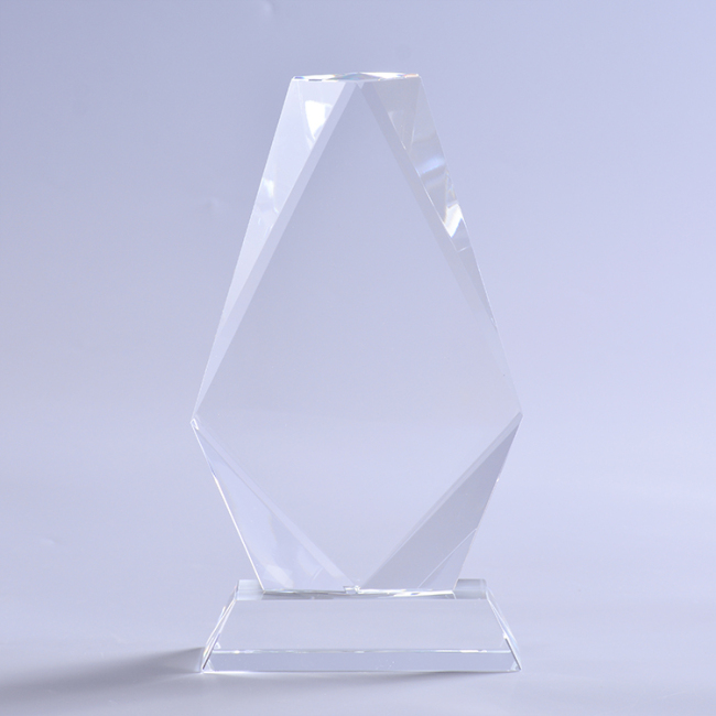Engravable Custom Cheap Creative Quadrilateral Crystal Trophy With Clear Base