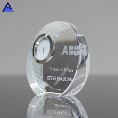 Engrave Crystal Decorative Desk Small Crystal Clock For Business Souvenir Gift