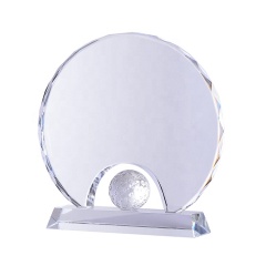 Récompenses de trophée de boule de golf en cristal de conception de support de main pour des souvenirs de tournoi de golf