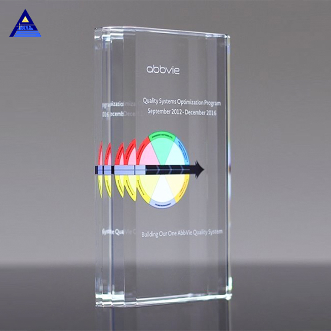 Personalized 3D Laser Engraved K5 Glass Award Crystal Trophy With Custom