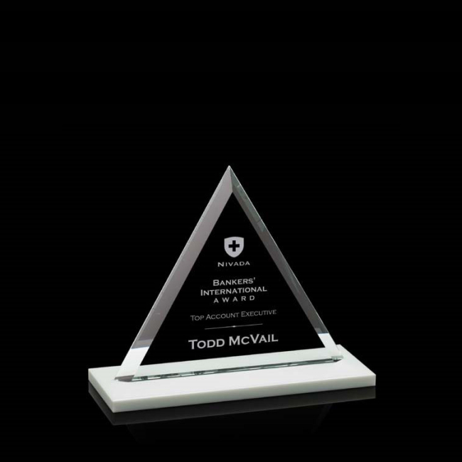 Customized Engraved Triangle Mountain Shape Crystal Plaque Award With Blank Base