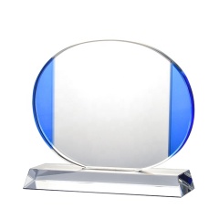 Pujiang Customized Clear Crystal Base Crystal Round Shape Glass Award Plaques For Wedding Souvenir