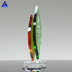 Green and Yellow Flame Remix Crystal Awards for Business Teamwork Gifts