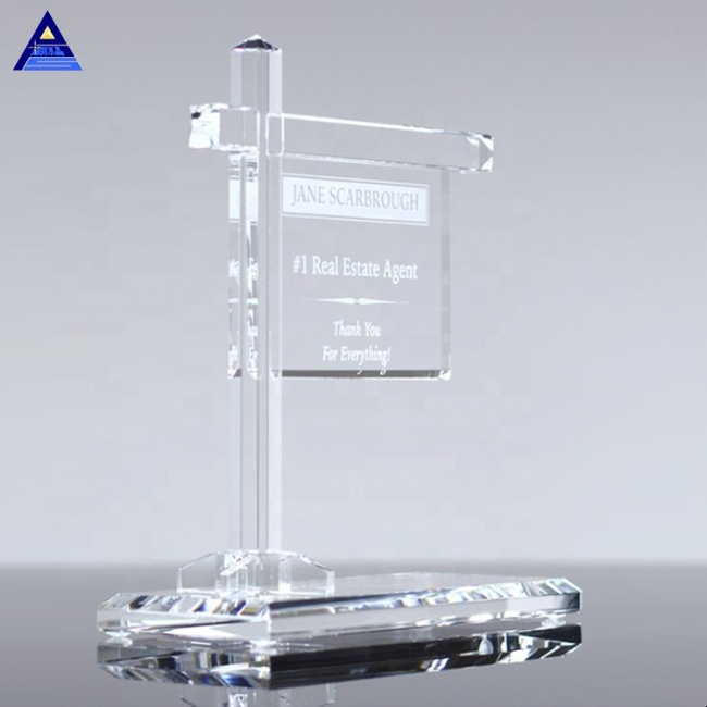 The Ciry Real Estate Corporate Crystal Award Trophy Plaque with Base