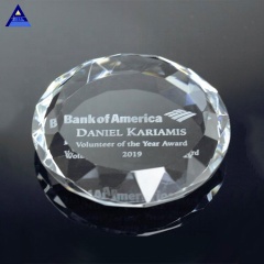 Hot Selling Personalized Multifaceted Crystal Round Paperweight