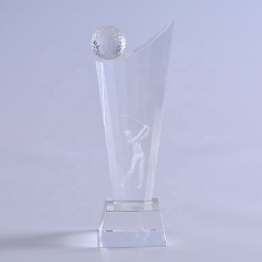 Unique Custom Crystal Glass Golf Trophy Designs For Golf Tournament Awards