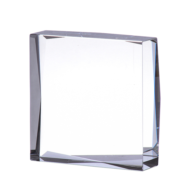 Souvenir Blocks Use 3D Laser Engraved Square Crystal Glass Paperweight For Corporation