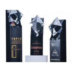 Hot Sales High Quality K9 Block Black Crystal Award Diamond Crystal Trophy
