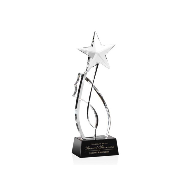 Custom high-quality transparent meteor crystal trophy glow dots in shooting stars Award