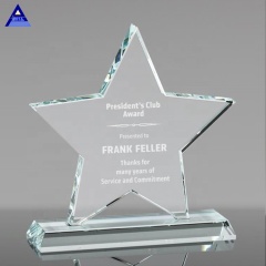 New Design Factory Wholesale Clear Star Jade Glass Crystal Award Trophy For Corporate