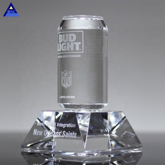 Customized Engraved Crystal Beverage Can Super Awards for Business Promotional Gifts
