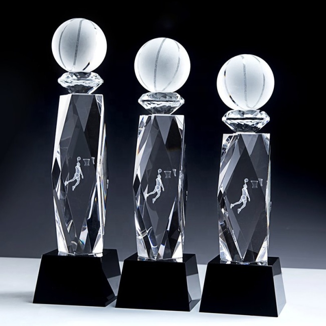 FS New Clear Business Wedding Gift Basketball Sport Awards Customize Crystal Sports Trophy